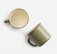 Load image into Gallery viewer, Barebones Living Enamel 2 - Tone Mug Set (Olive Drab)