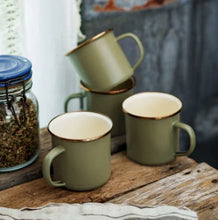 Load image into Gallery viewer, Barebones Living Enamel 2 - Tone Mug Set (Olive Drab)