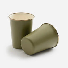 Load image into Gallery viewer, Barebones Living Enamel 2 - Tone Tall Cup Set (Olive Drab)