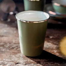 Load image into Gallery viewer, Barebones Living Enamel 2 - Tone Tall Cup Set (Olive Drab)
