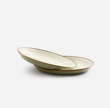 Load image into Gallery viewer, Barebones Living Enamel 2-Tone Salad Plate Set (Olive Drab)