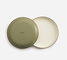 Load image into Gallery viewer, Barebones Living Enamel 2-Tone Salad Plate Set (Olive Drab)