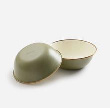 Load image into Gallery viewer, Barebones Living Enamel 2 - Tone Bowl Set (Olive Drab)