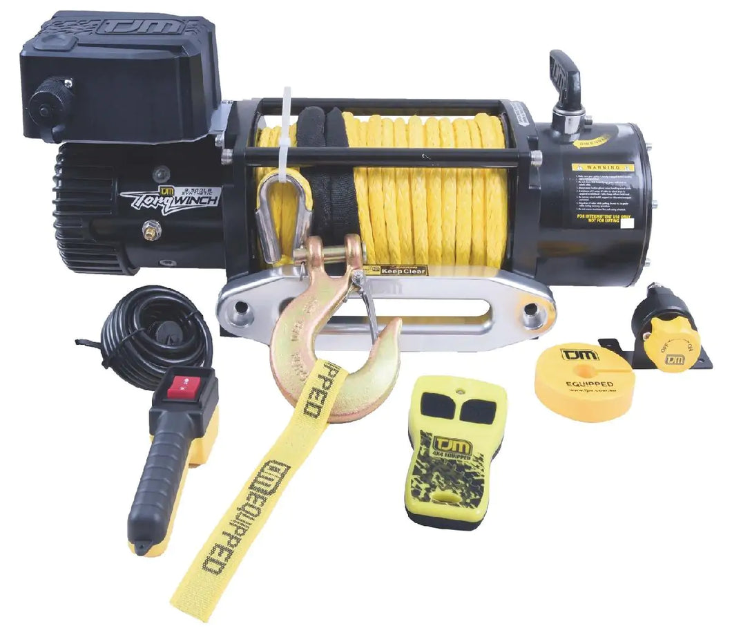 TJM Torq Winch 12000LB INC Yellow Synthetic Rope