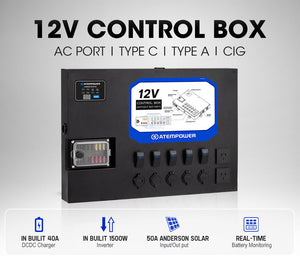 Atem Power 12V Control Box W/ 1500W/3000W Inverter Smart Control Hub Built-In 40A DCDC Charger 4x4