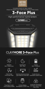 Claymore 3FACE+ Large Camp Area Rechargeable Light